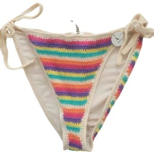 NWT Forever 21 colorful crochet bikini swim bottoms size Large